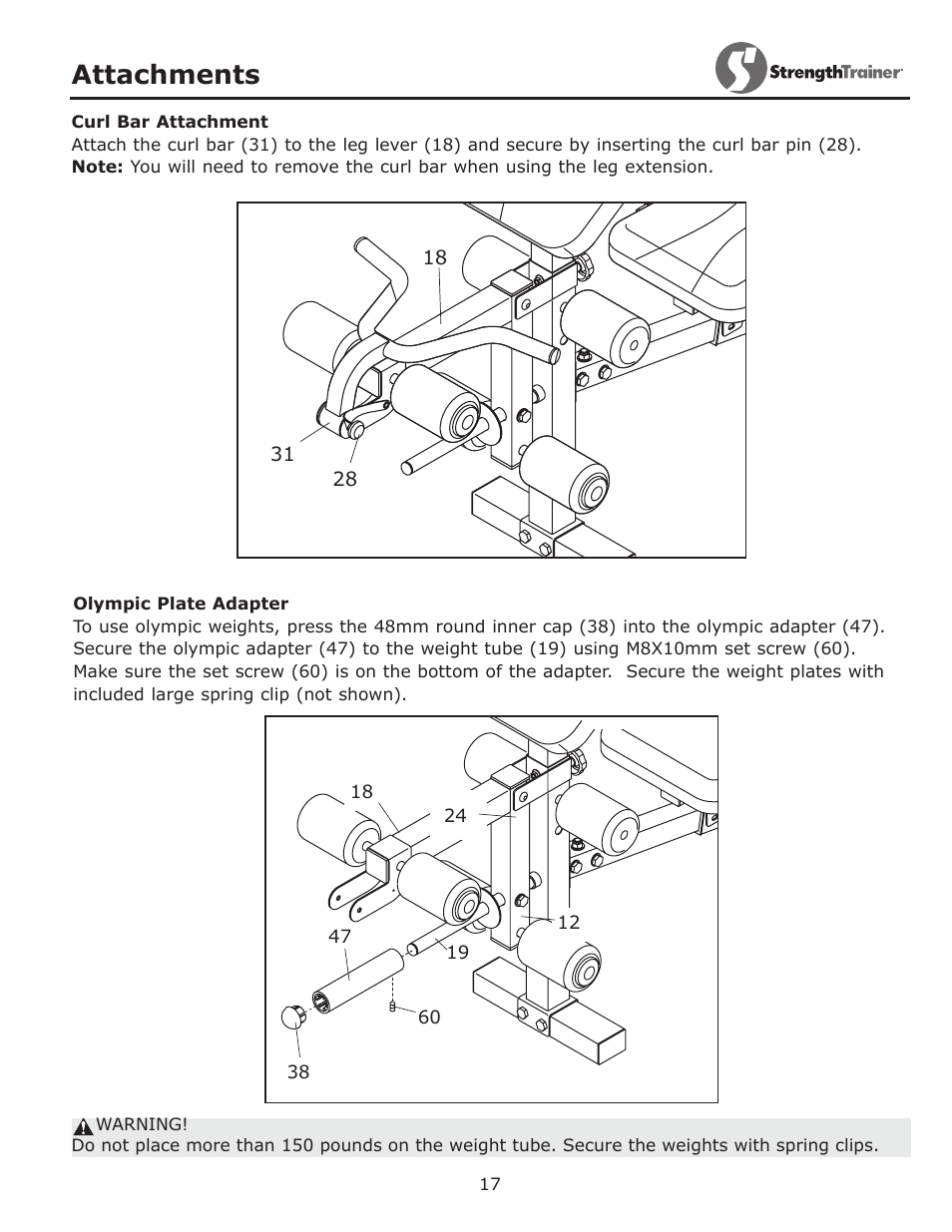 Attachments | Keys Fitness ST-IB User Manual | Page 17 / 28