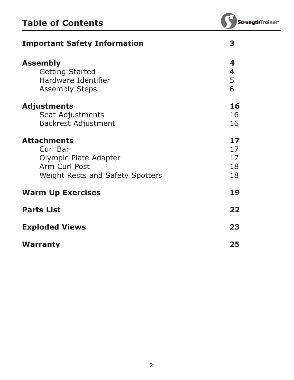 Keys Fitness ST-IB User Manual | Page 2 / 28