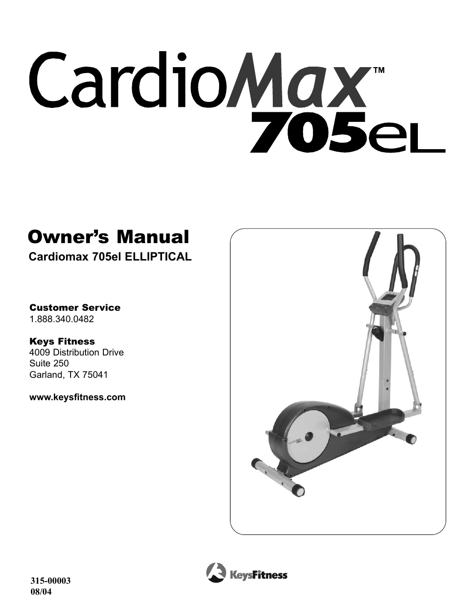 Keys Fitness Cardiomax 705el User Manual | 20 pages