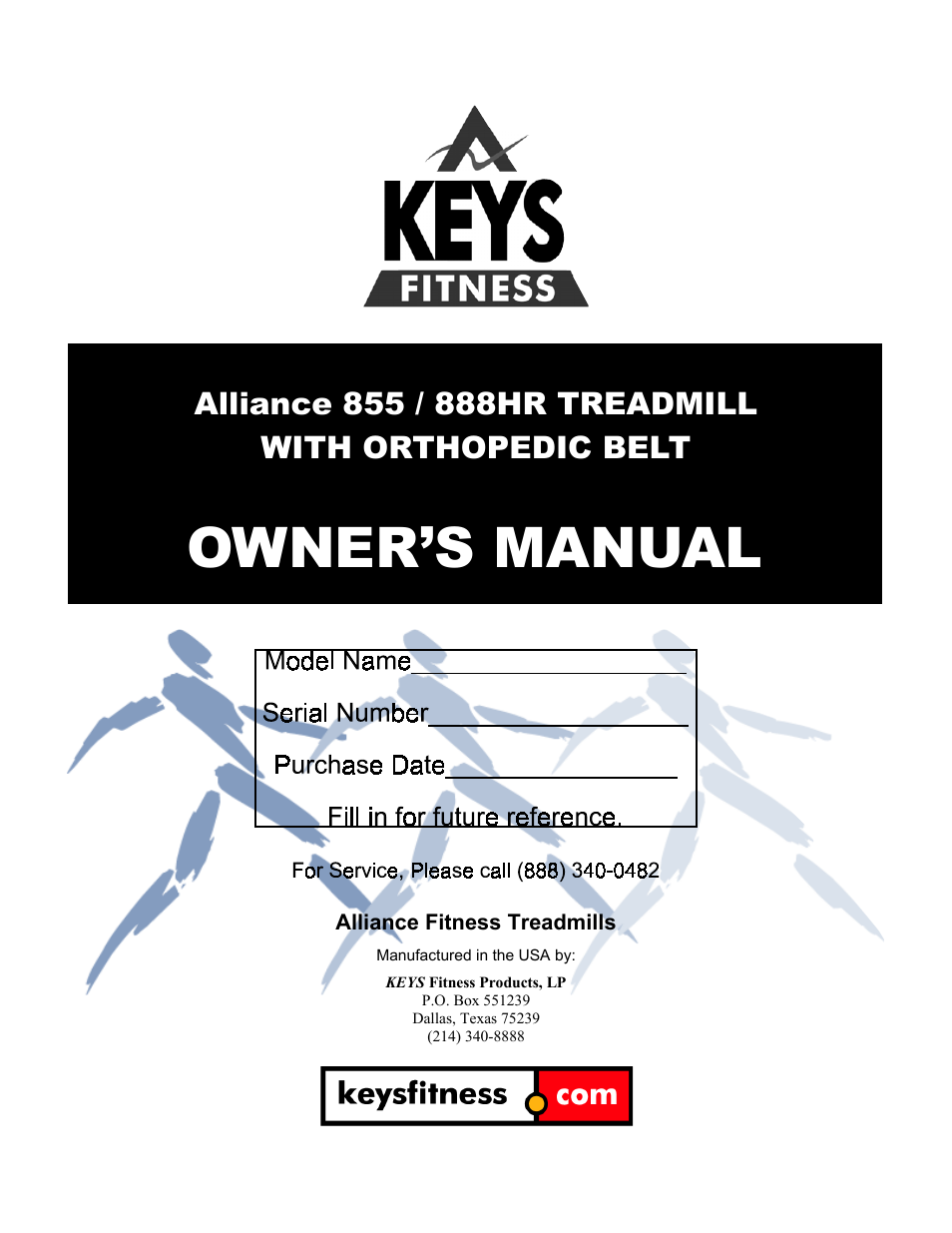 Keys Fitness Alliance Fitness s Alliance 855 User Manual | 22 pages