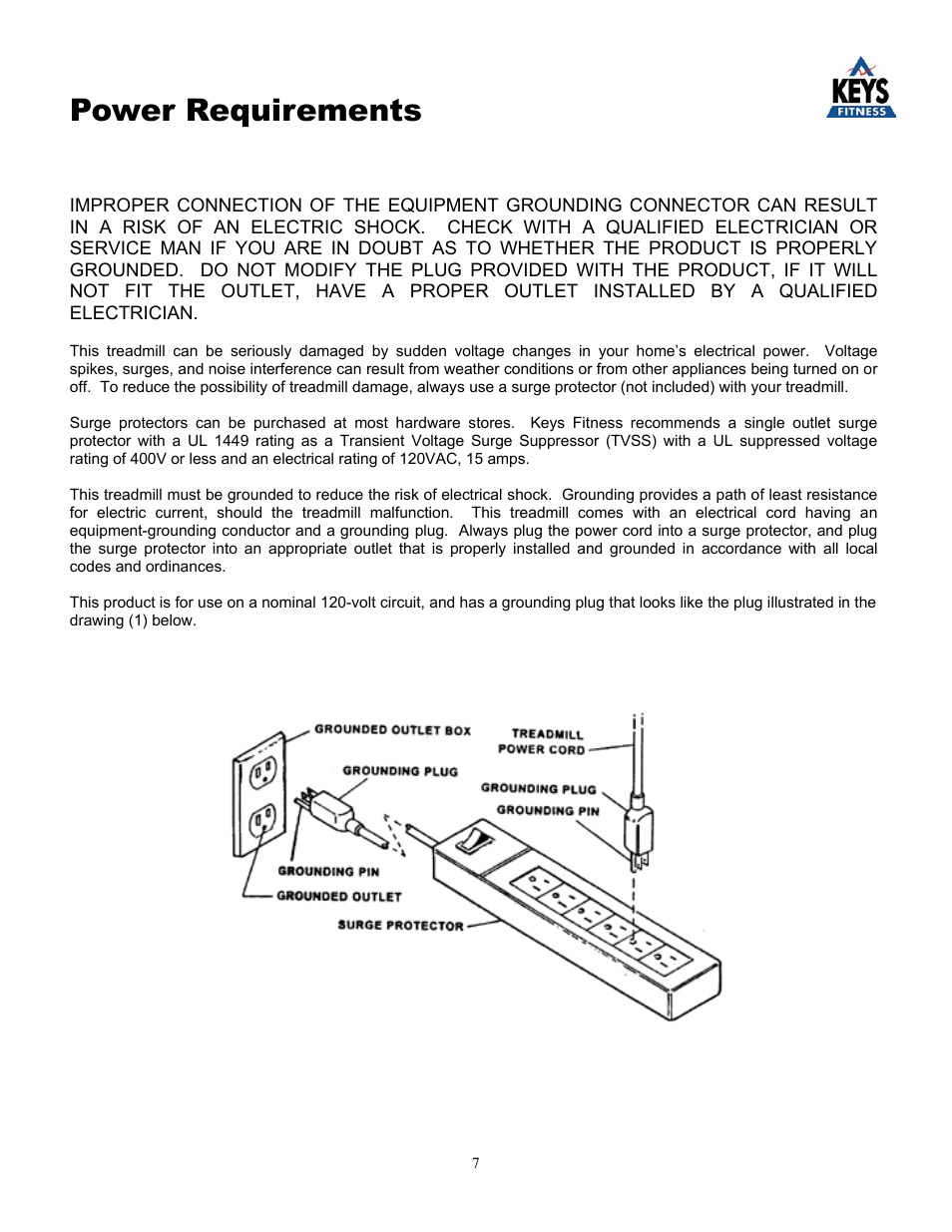 Power requirements | Keys Fitness KEYS 4000 User Manual | Page 7 / 18