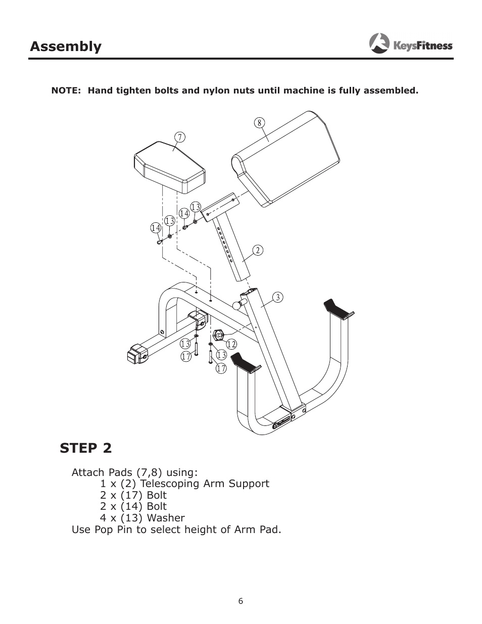 Step 2, Assembly | Keys Fitness KF-SPC User Manual | Page 6 / 10