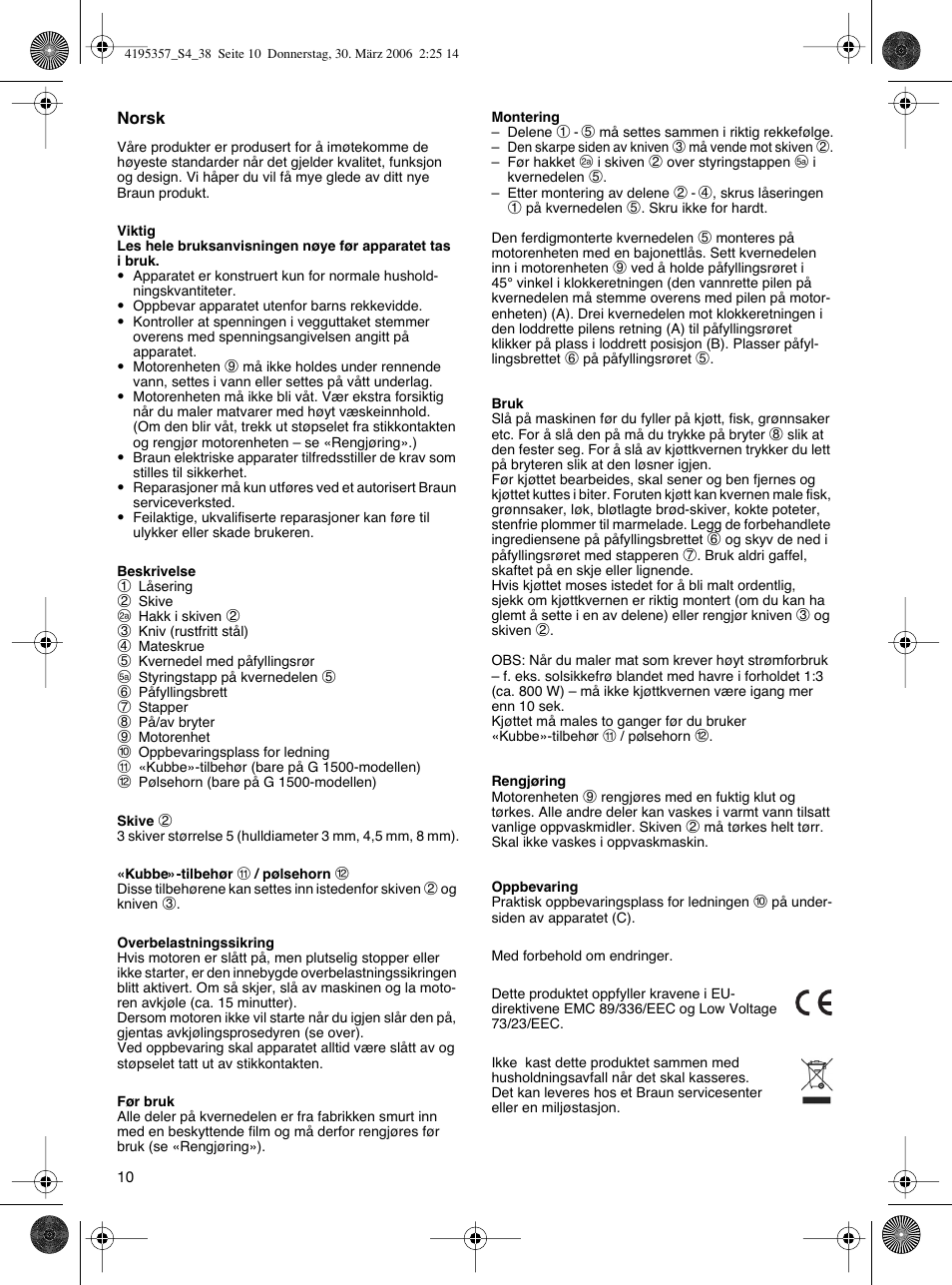 Braun G 1500 User Manual | Page 10 / 34