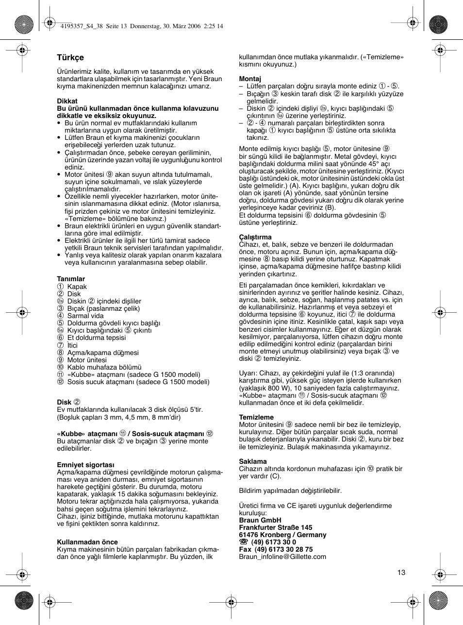 Braun G 1500 User Manual | Page 13 / 34