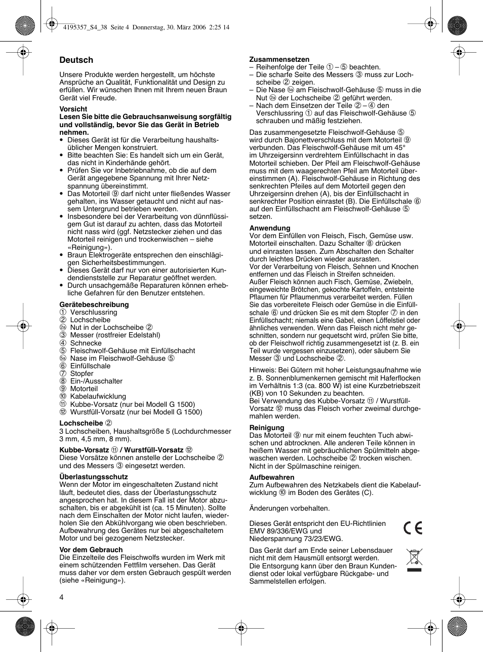 Braun G 1500 User Manual | Page 4 / 34