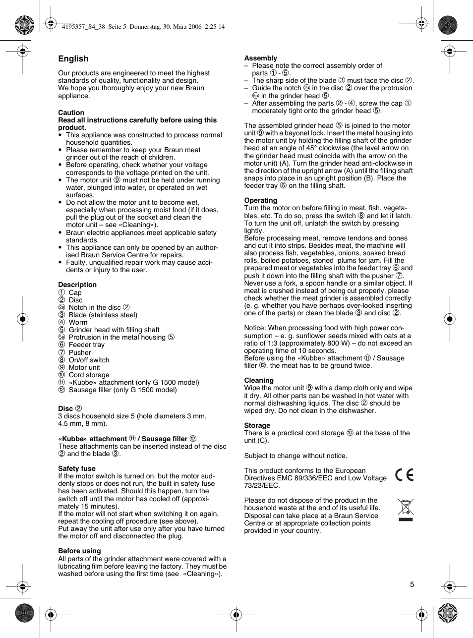 Braun G 1500 User Manual | Page 5 / 34