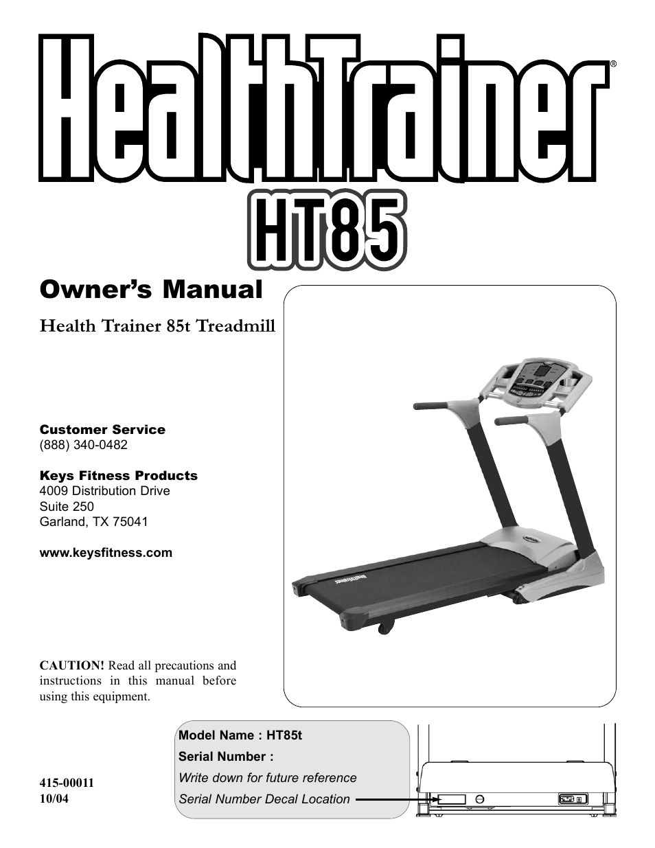 Keys Fitness Health Trainer 85t HT85t User Manual | 29 pages