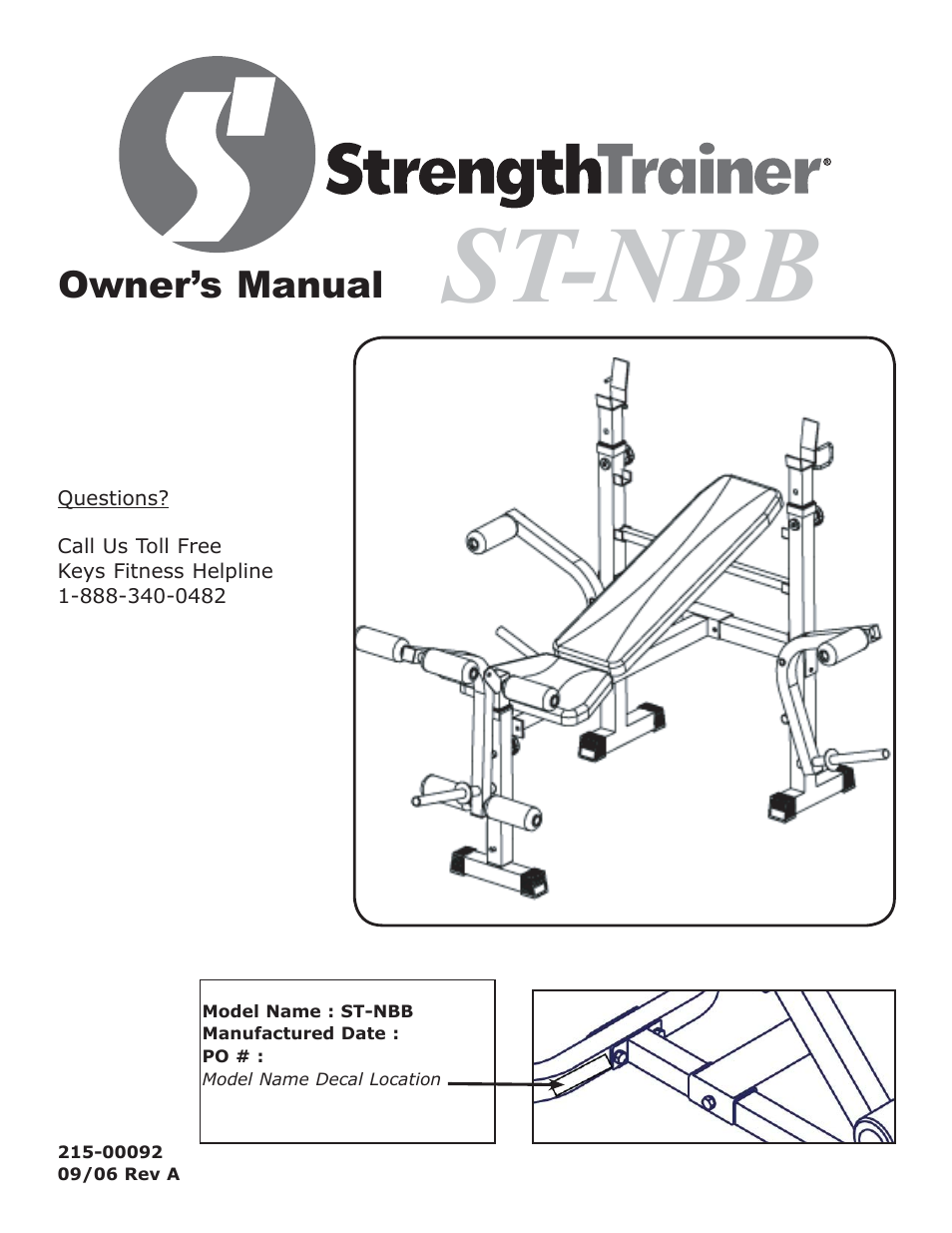 Keys Fitness ST-NBB User Manual | 13 pages