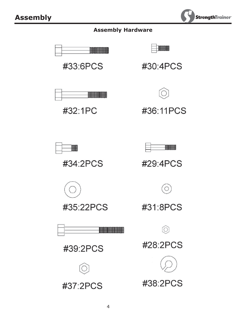 Assembly | Keys Fitness ST-NBB User Manual | Page 4 / 13