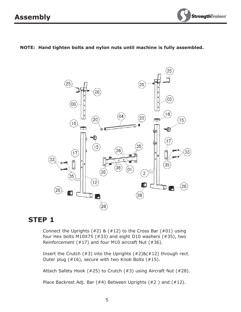 Step 1 assembly | Keys Fitness ST-NBB User Manual | Page 5 / 13