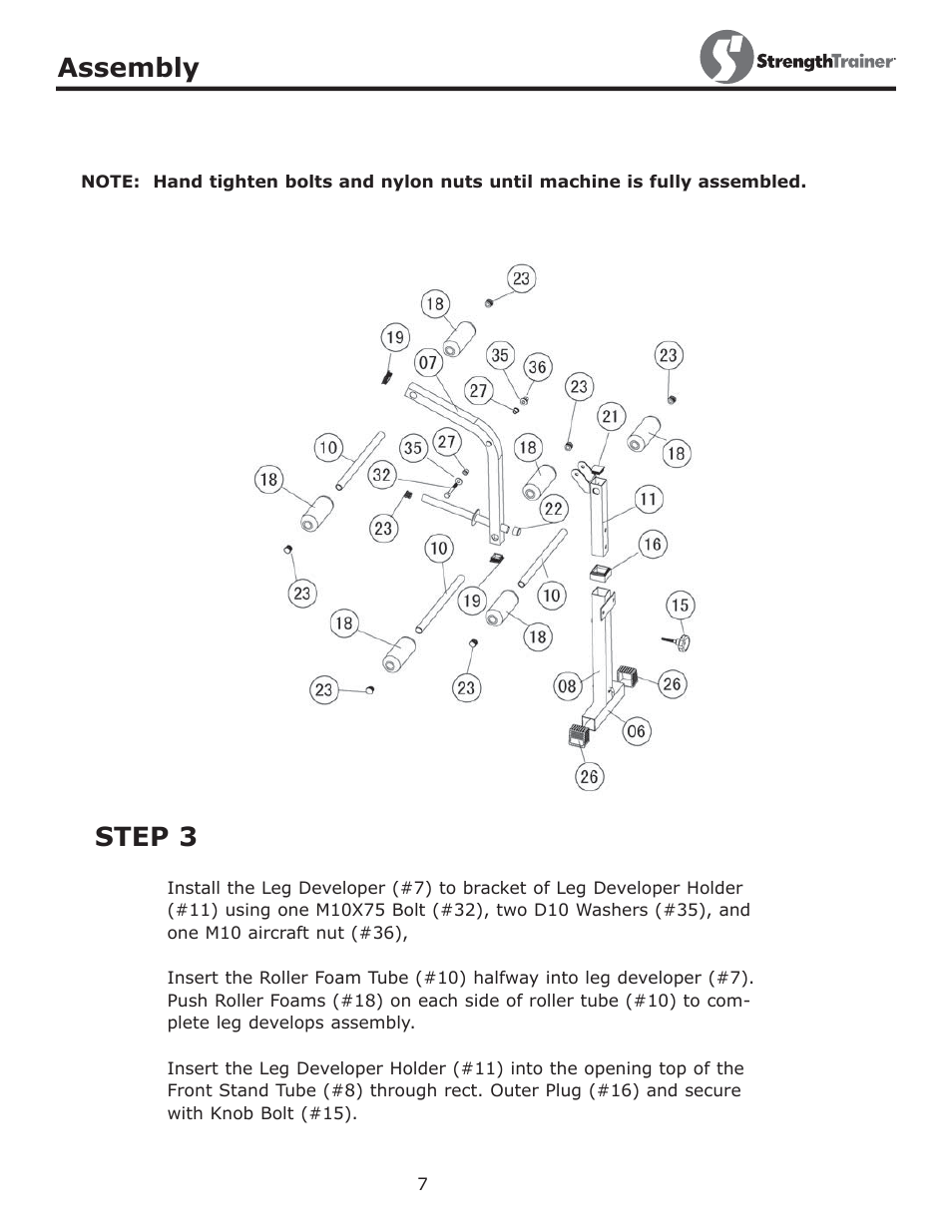 Step 3, Assembly | Keys Fitness ST-NBB User Manual | Page 7 / 13