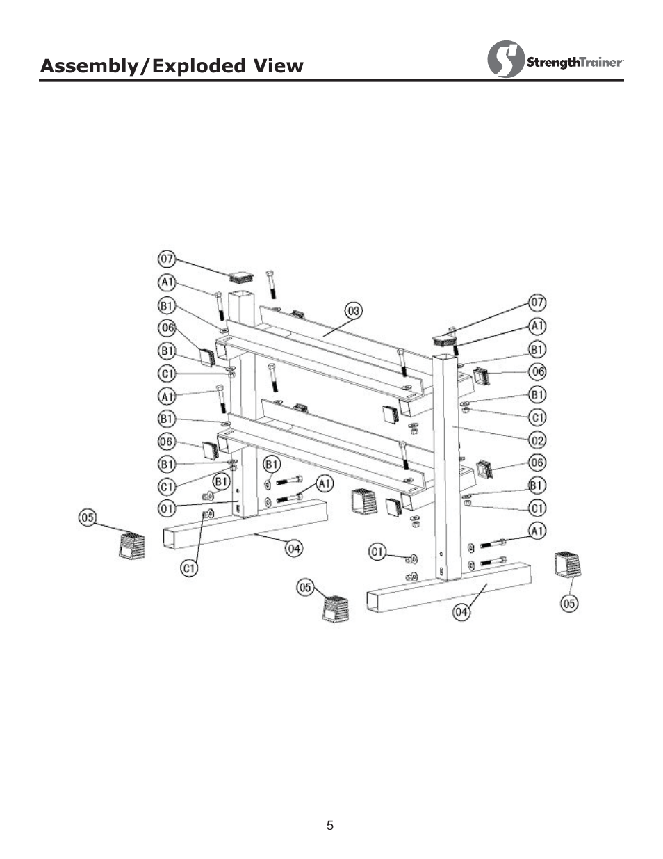 Assembly/exploded view | Keys Fitness ST-DB3 User Manual | Page 5 / 8