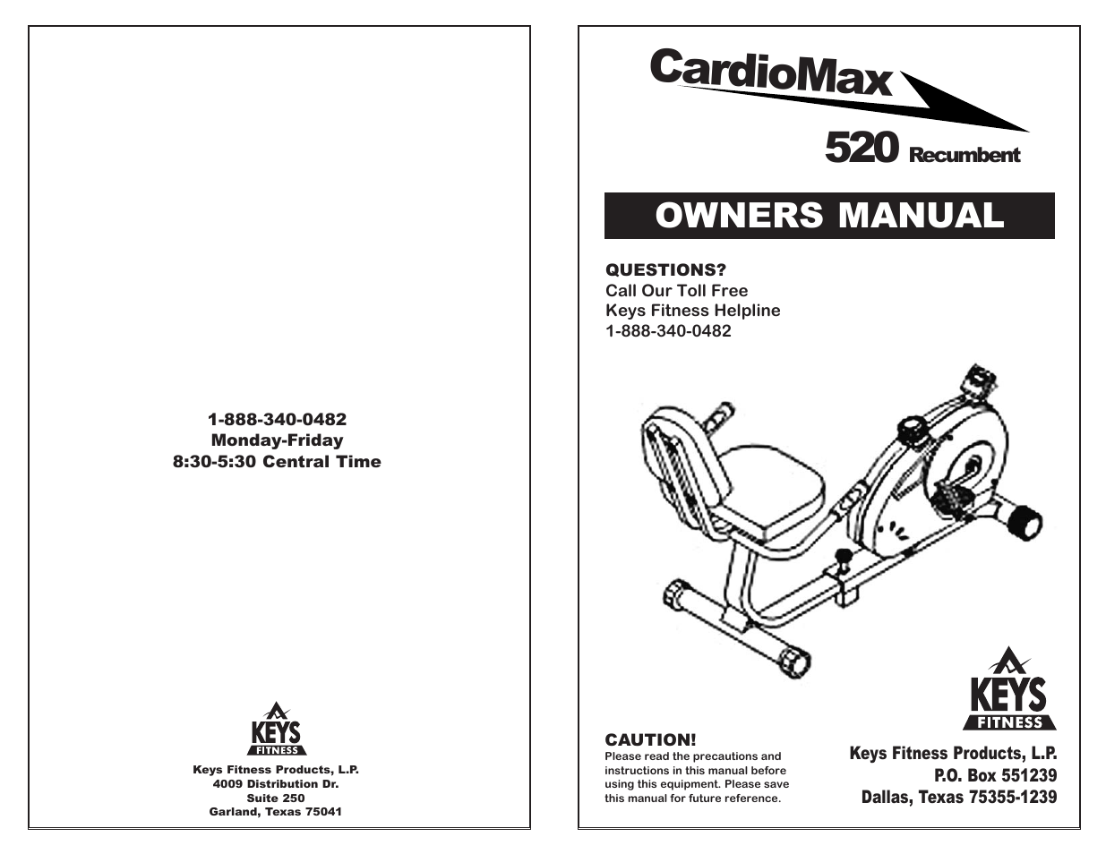 Keys Fitness CardioMax 520 User Manual | 9 pages