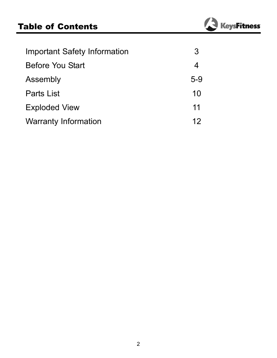 Keys Fitness ST-FIDL User Manual | Page 2 / 13
