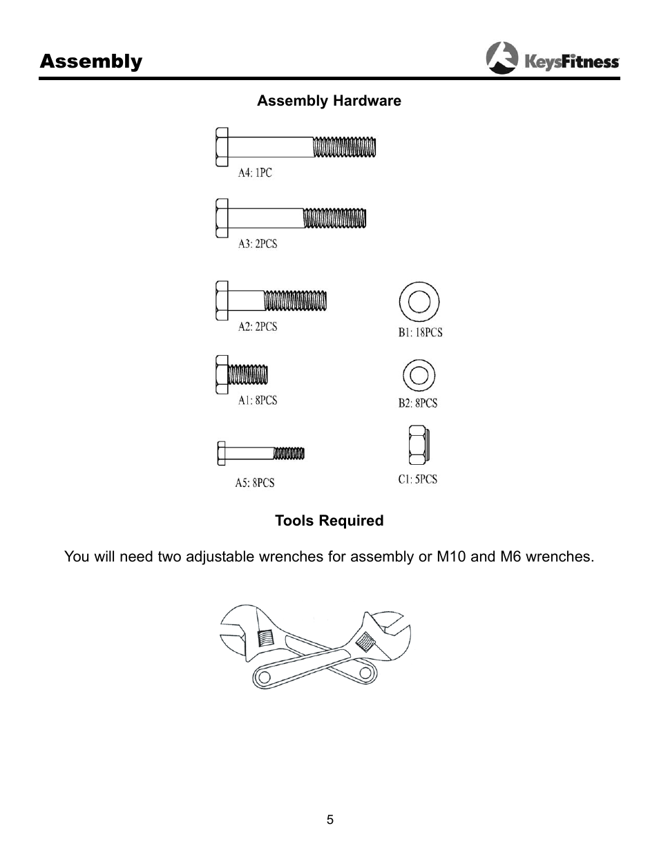 Assembly | Keys Fitness ST-FIDL User Manual | Page 5 / 13