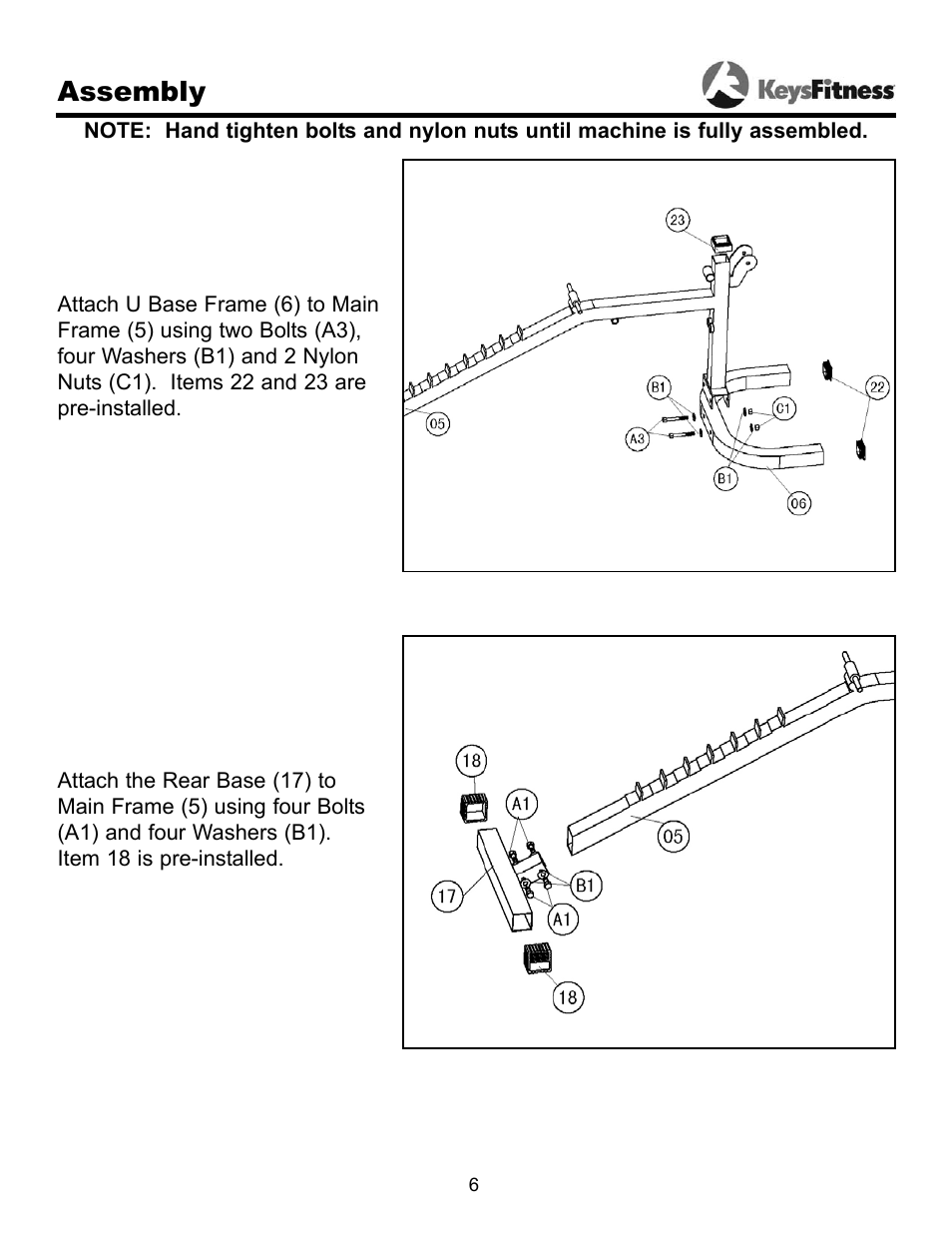 Assembly | Keys Fitness ST-FIDL User Manual | Page 6 / 13