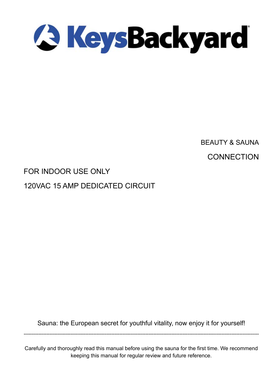 Keys Fitness 2 Person Sauna BS-9202 User Manual | 20 pages