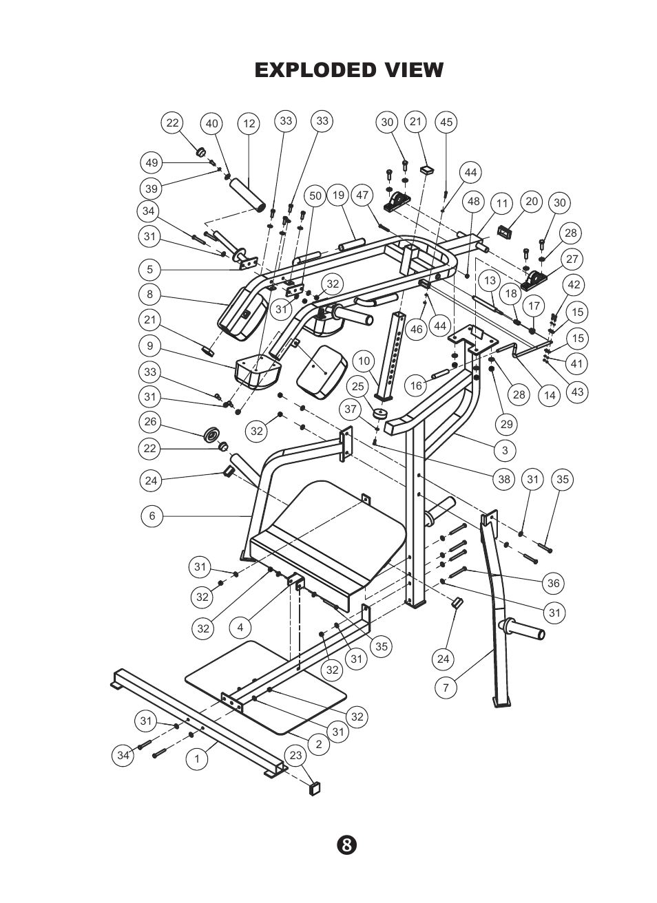 Exploded view | Keys Fitness Leverage Squat KPS-LS User Manual | Page 10 / 12