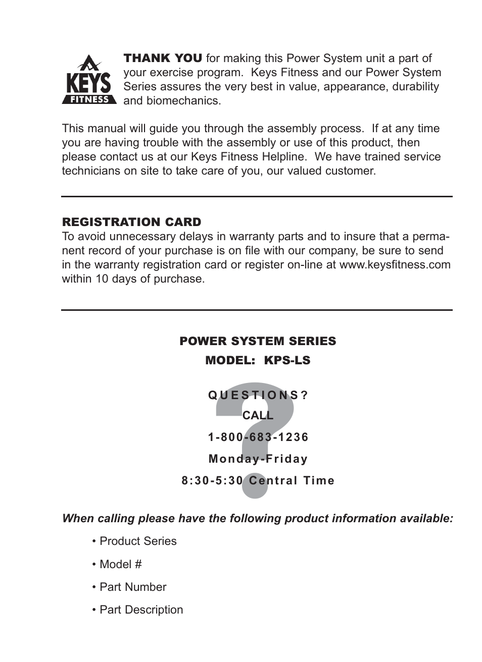 Keys Fitness Leverage Squat KPS-LS User Manual | Page 2 / 12