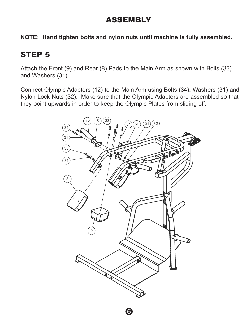 Assembly, Step 5 | Keys Fitness Leverage Squat KPS-LS User Manual | Page 8 / 12