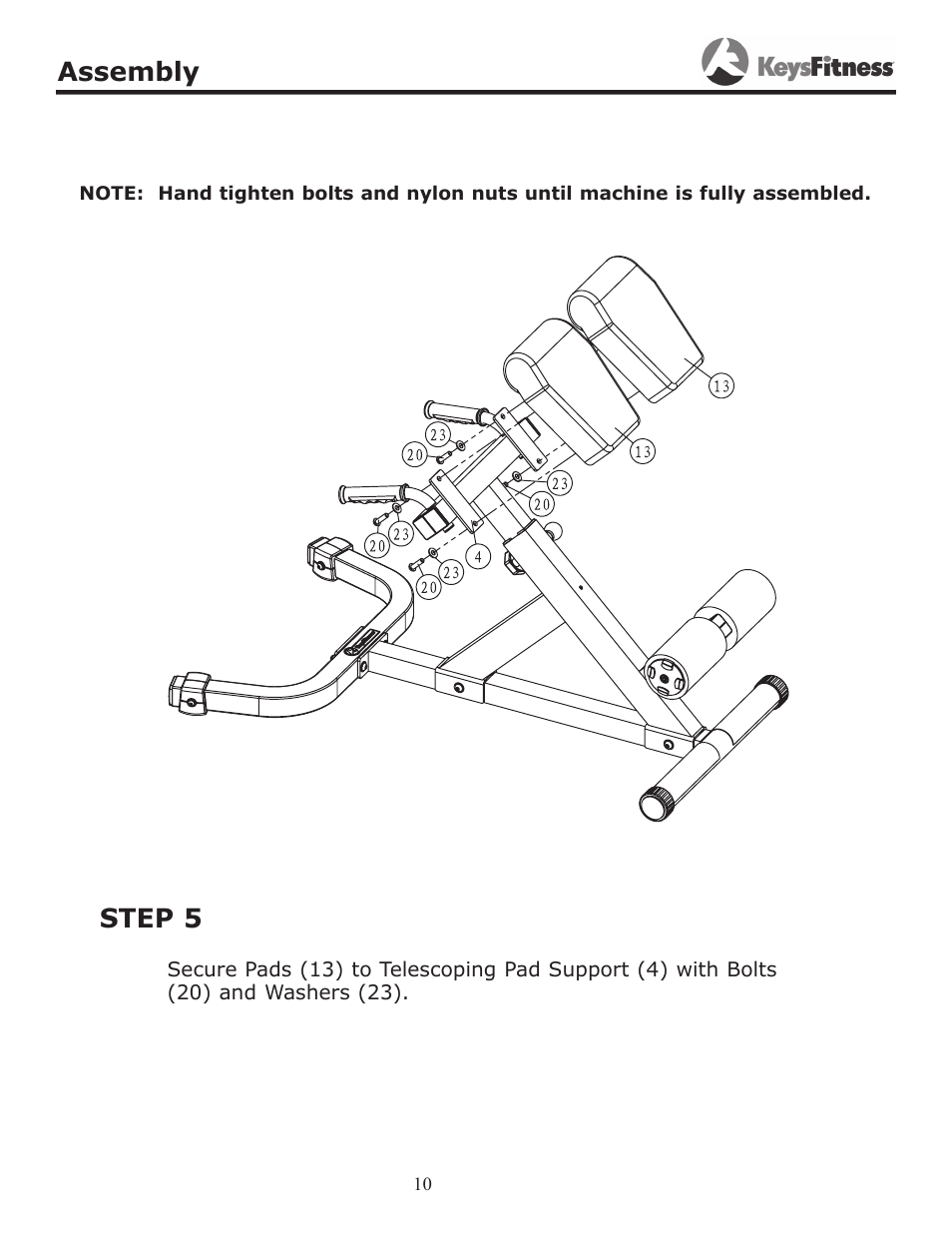 Step 5, Assembly | Keys Fitness KF-45 User Manual | Page 10 / 14