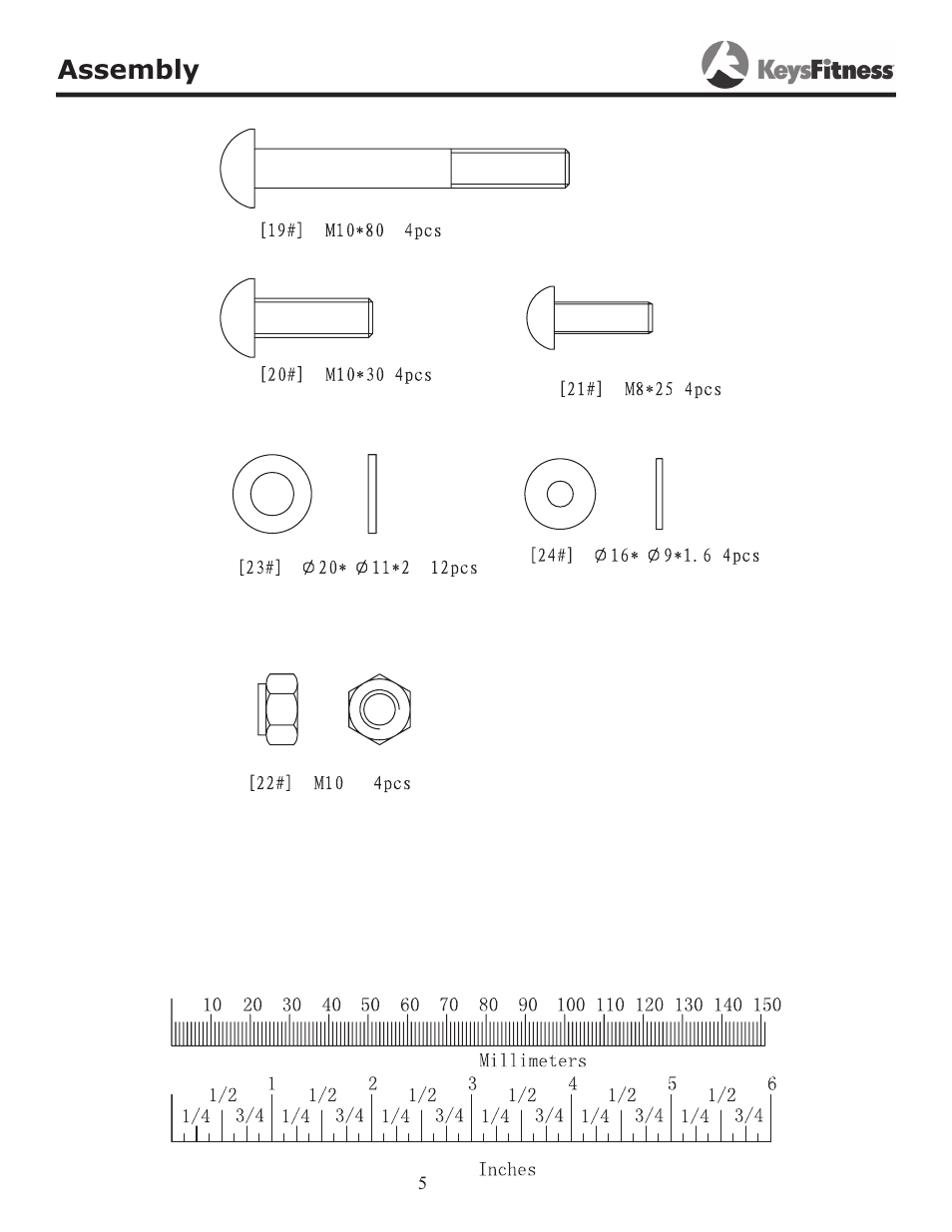 Assembly | Keys Fitness KF-45 User Manual | Page 5 / 14