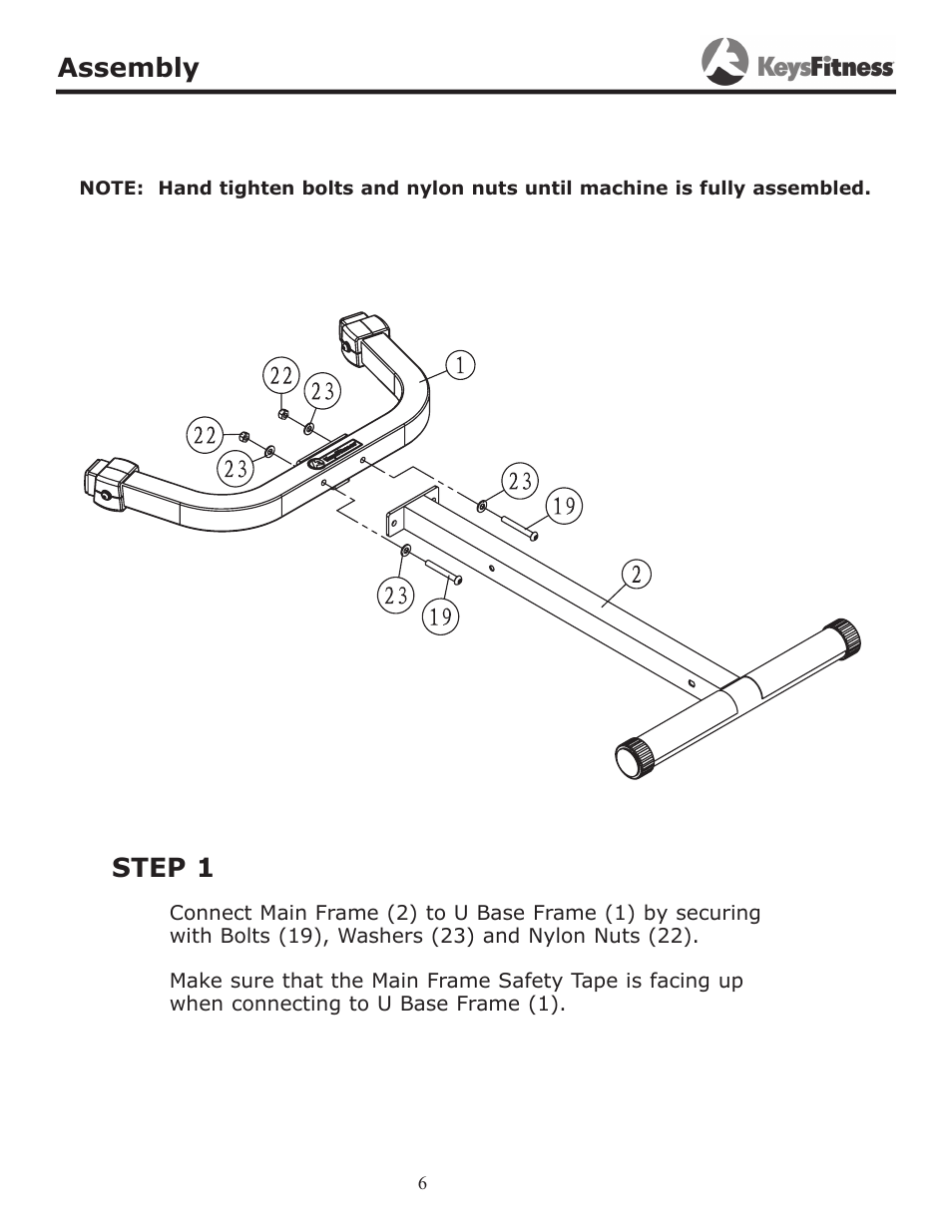 Step 1, Step 1 assembly | Keys Fitness KF-45 User Manual | Page 6 / 14