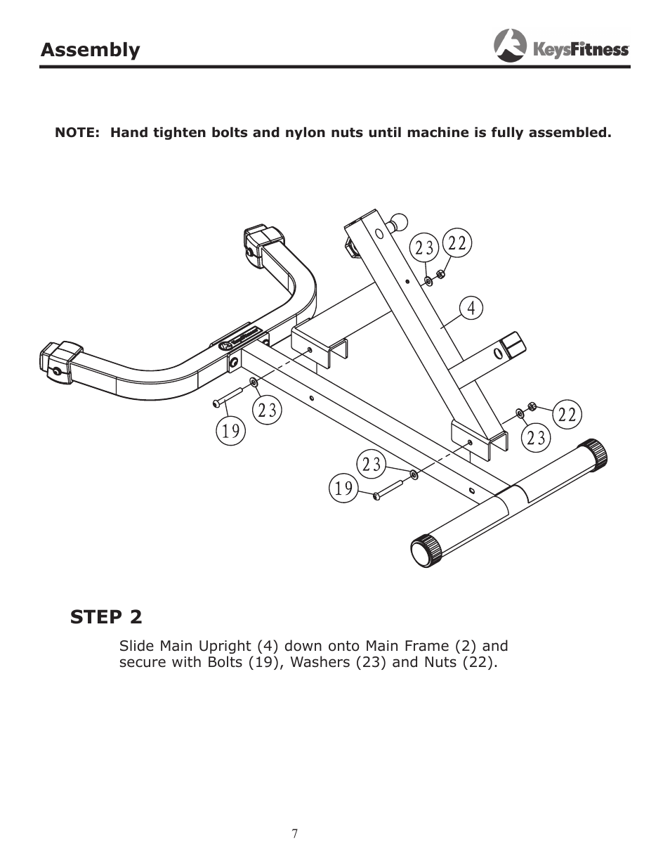 Step 2, Step 2 assembly | Keys Fitness KF-45 User Manual | Page 7 / 14