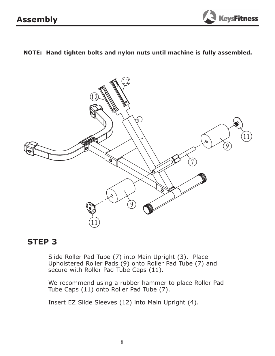Step 3, Assembly | Keys Fitness KF-45 User Manual | Page 8 / 14
