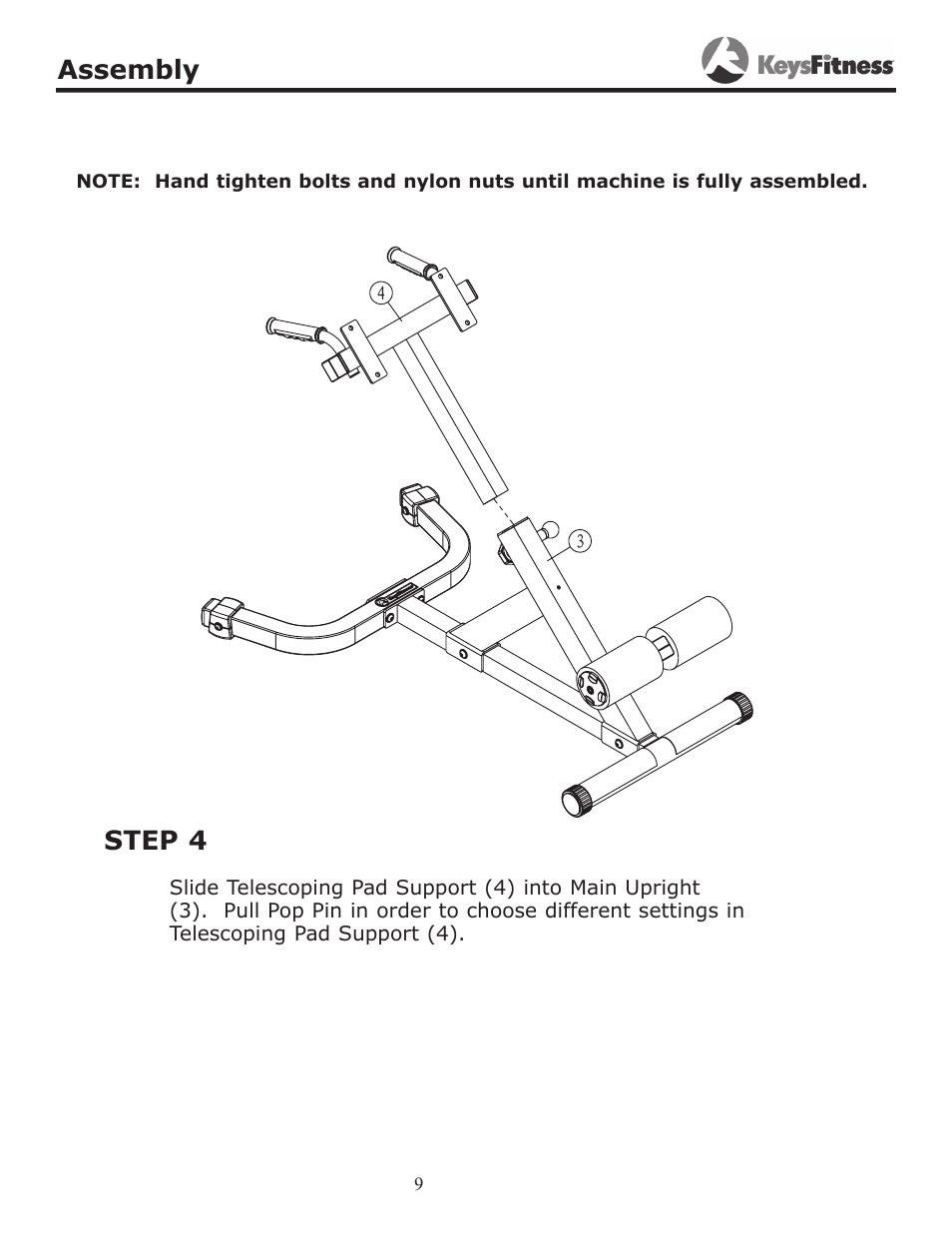 Step 4, Assembly | Keys Fitness KF-45 User Manual | Page 9 / 14
