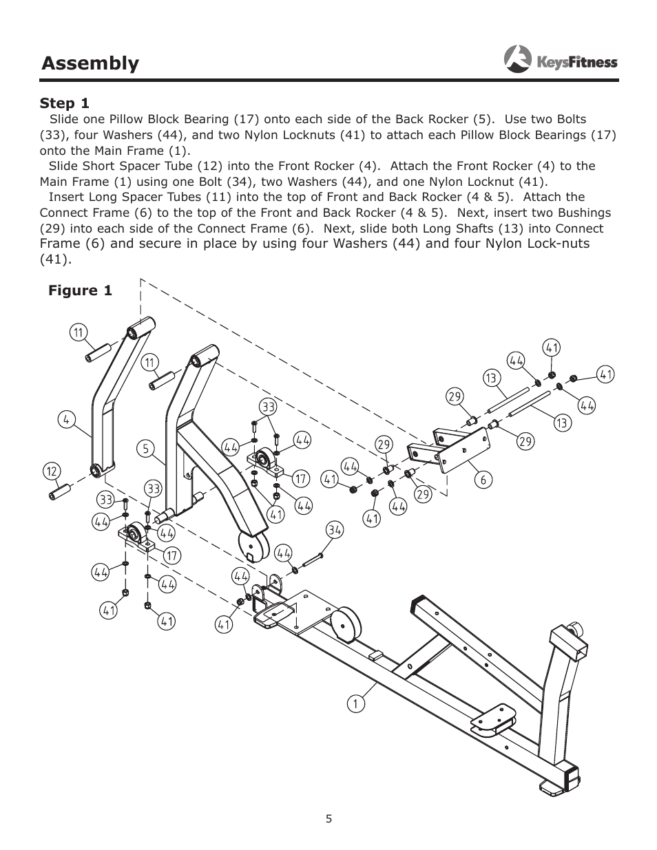 Assembly, Step 1 | Keys Fitness KF-LP3 User Manual | Page 5 / 14