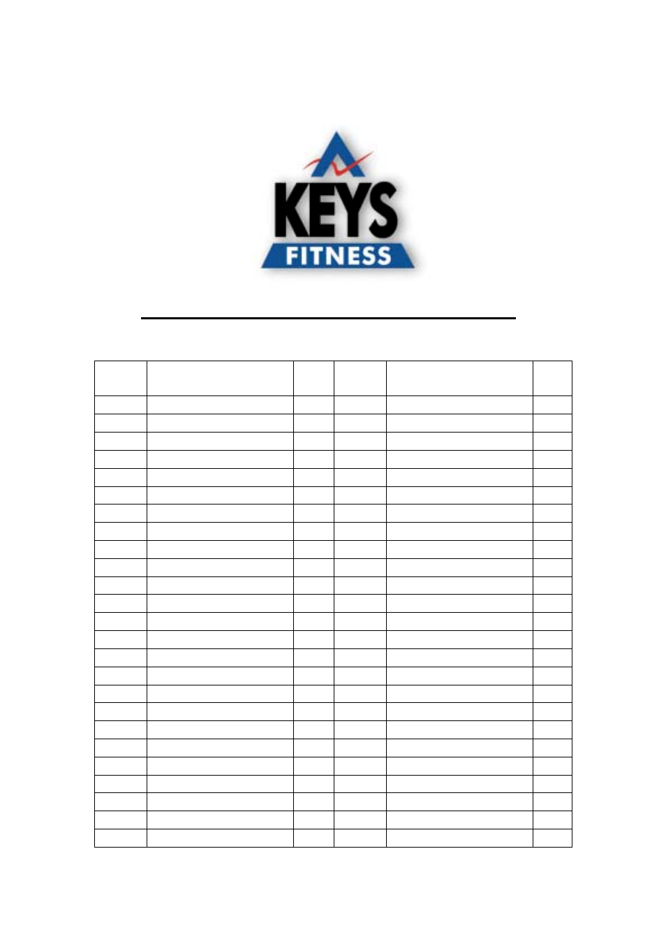 Strength trainer 2600 parts list, Part# description q p # iption q, Ty art descr ty | Keys Fitness ST-2600 User Manual | Page 10 / 11