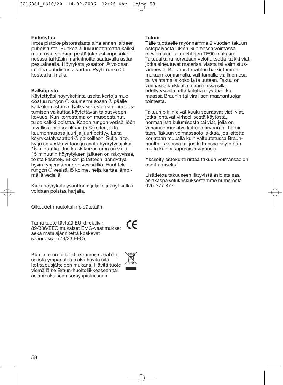 Braun FS10 User Manual | Page 58 / 90