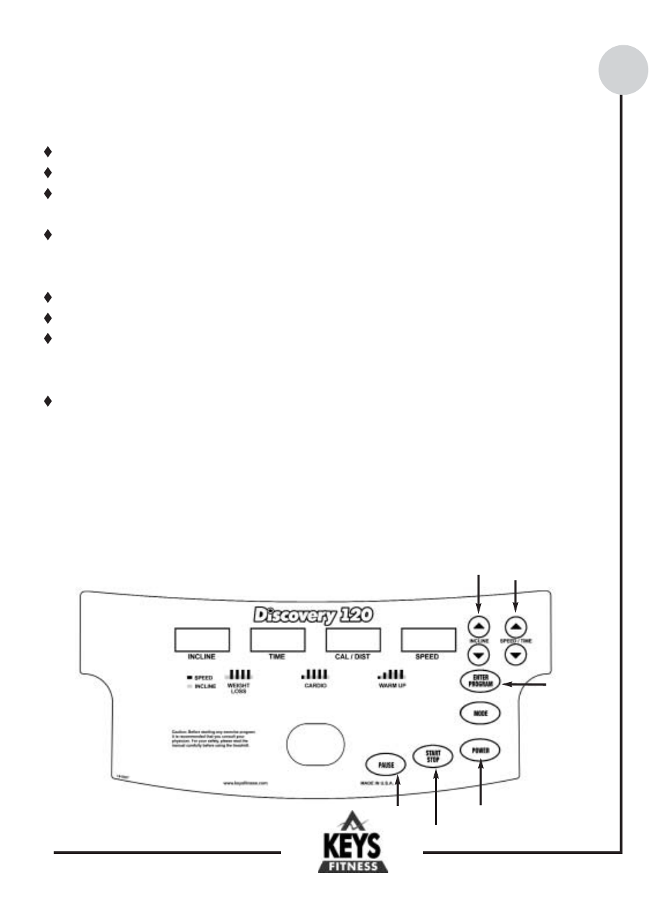 Program and operating instructions | Keys Fitness DVC120 User Manual | Page 10 / 20