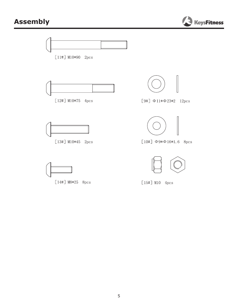 Assembly | Keys Fitness Flat Bench KF-FB User Manual | Page 5 / 11