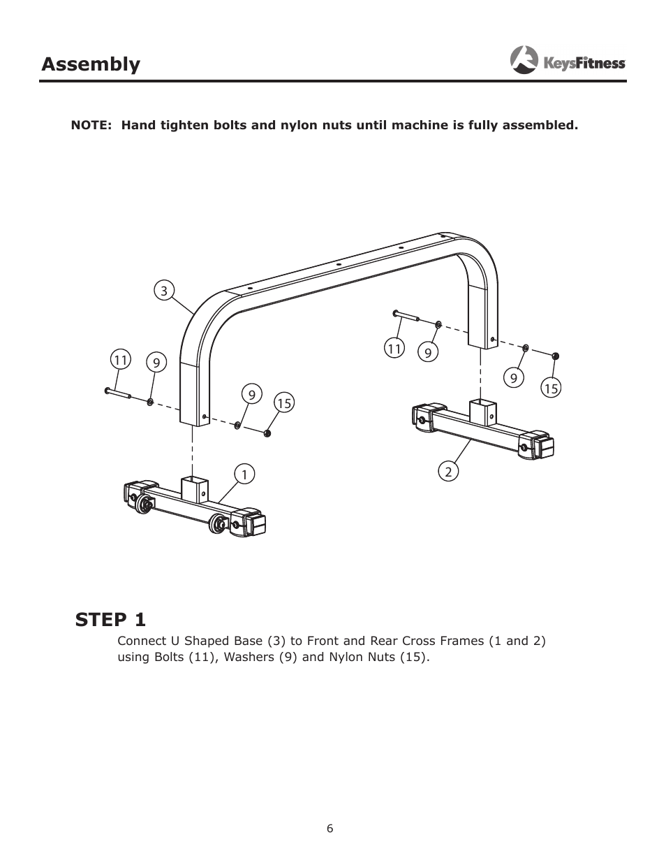 Step 1, Assembly | Keys Fitness Flat Bench KF-FB User Manual | Page 6 / 11