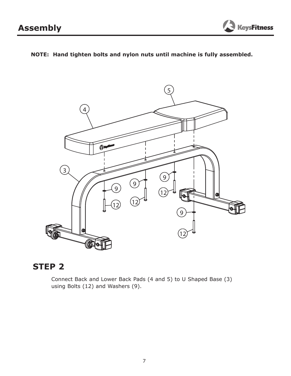 Step 2, Assembly | Keys Fitness Flat Bench KF-FB User Manual | Page 7 / 11