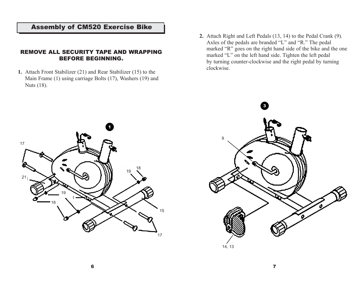 Assembly of cm520 exercise bike | Keys Fitness 520U User Manual | Page 5 / 11