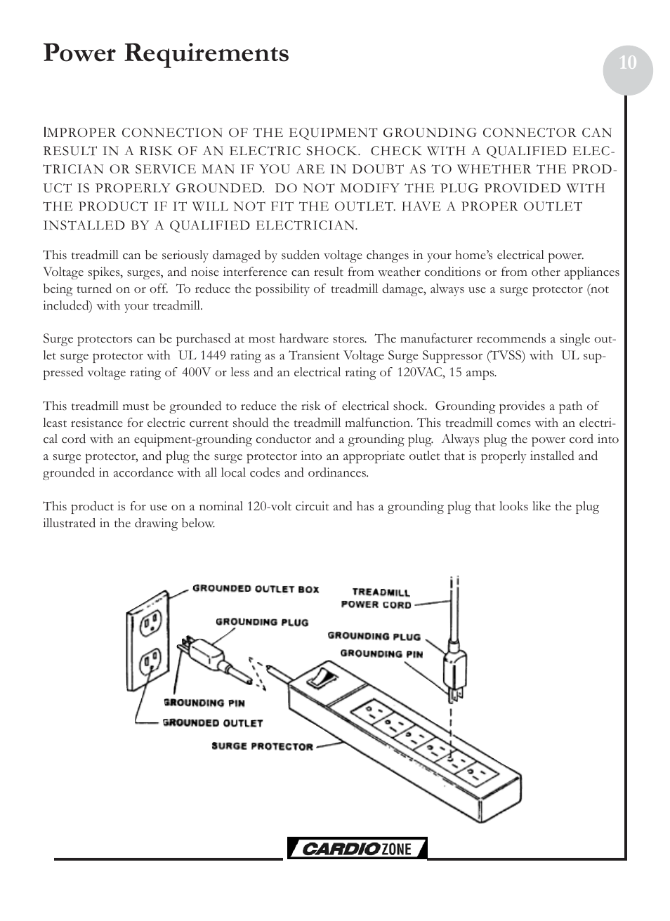 Power requirements | Keys Fitness CZCLUBMAX User Manual | Page 10 / 24