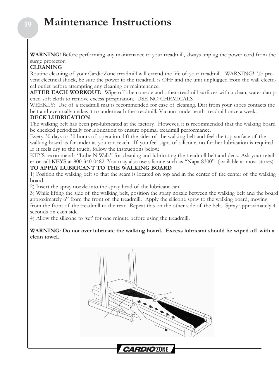 Maintenance instructions | Keys Fitness CZCLUBMAX User Manual | Page 19 / 24