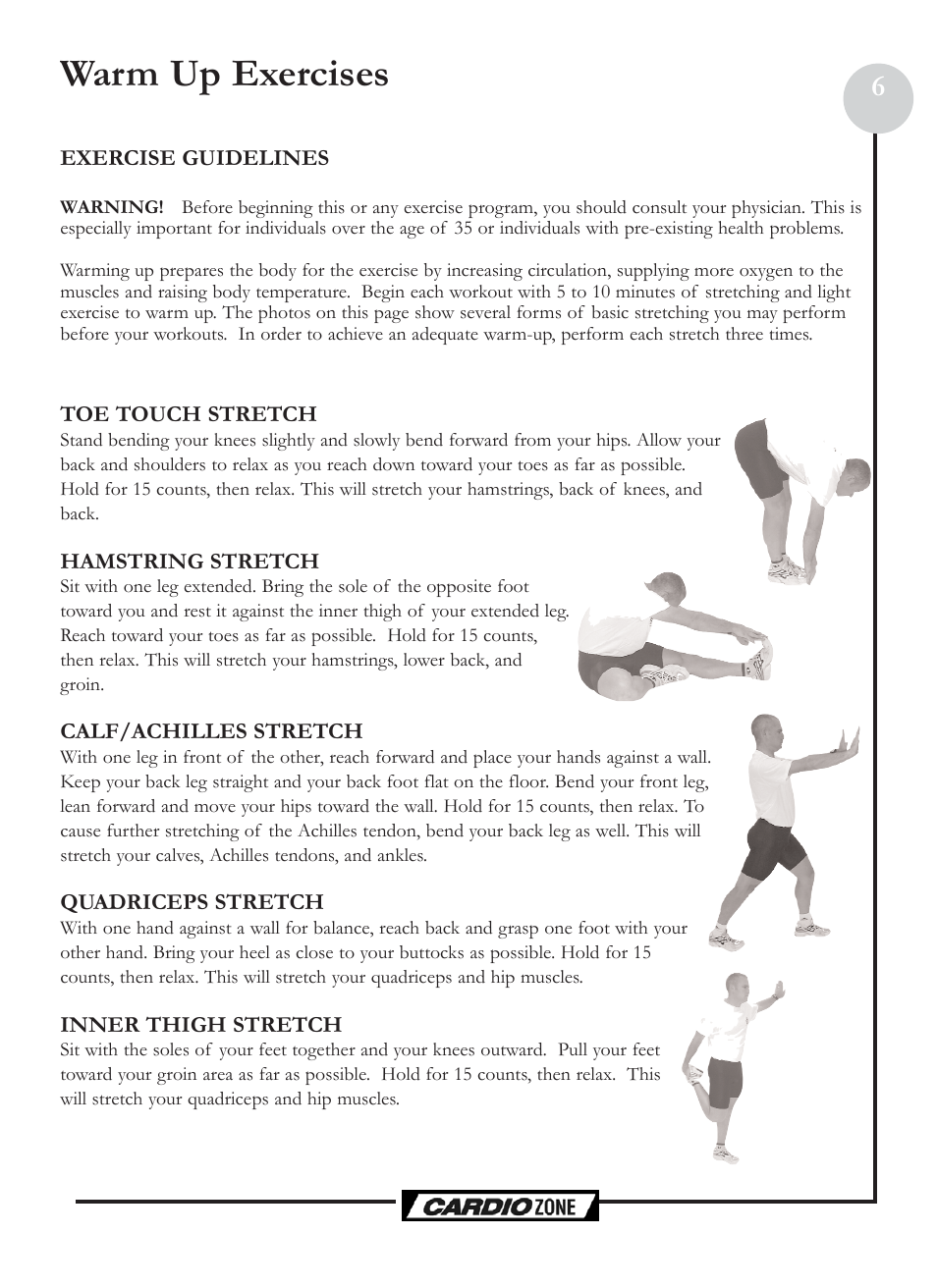 Warm up exercises | Keys Fitness CZCLUBMAX User Manual | Page 6 / 24