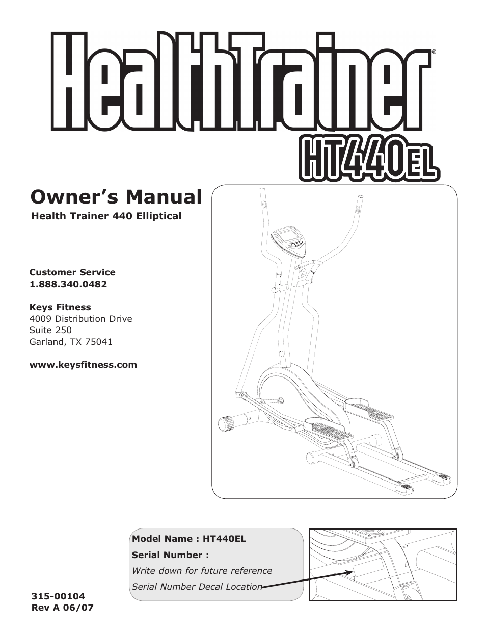 Keys Fitness Health Trainer HT440EL User Manual | 21 pages