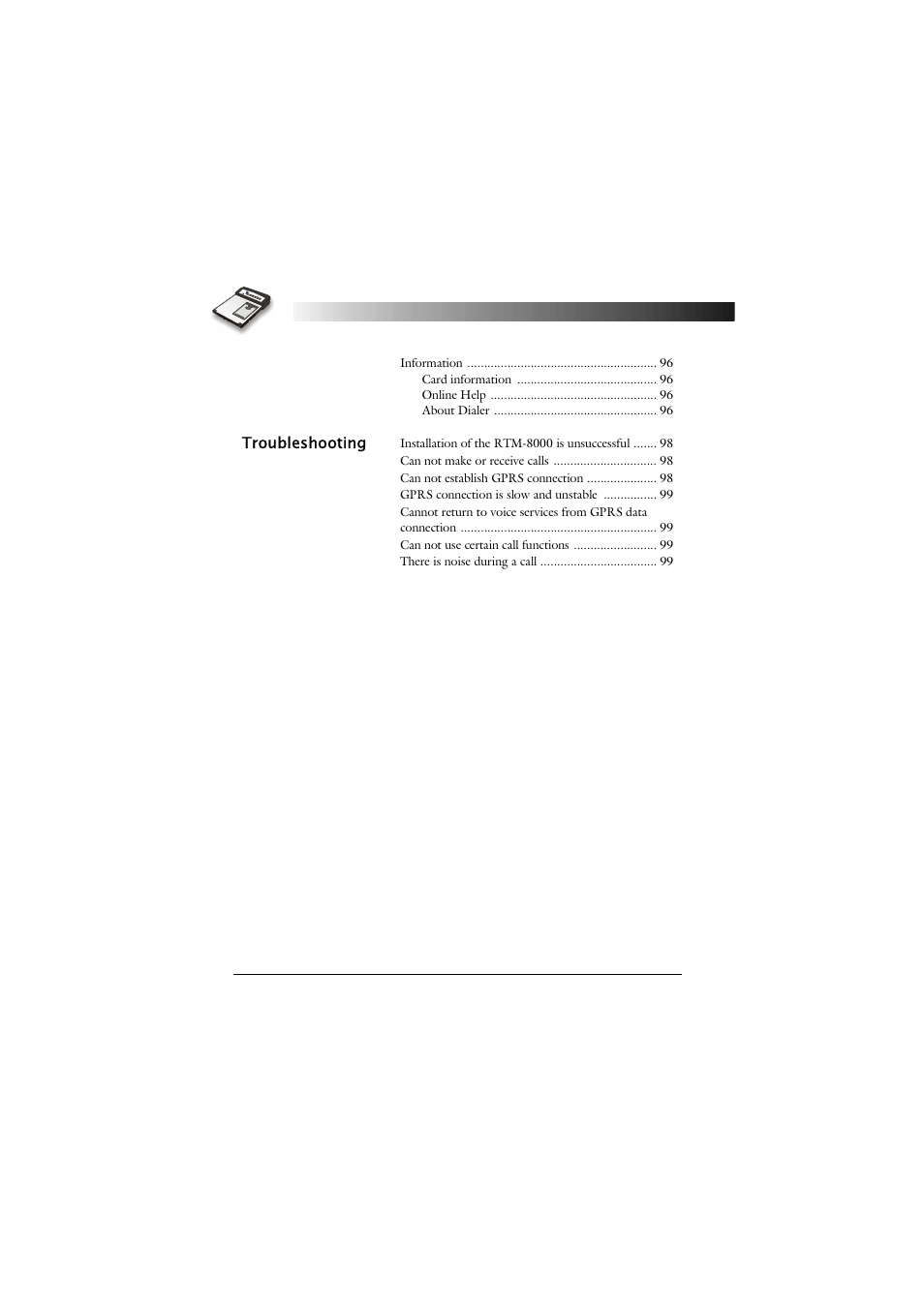 Keys Fitness GSM/GPRS Compact Flash Card RTM-8000 User Manual | Page 10 / 112