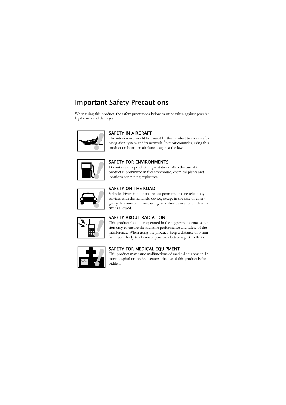 Important safety precautions | Keys Fitness GSM/GPRS Compact Flash Card RTM-8000 User Manual | Page 3 / 112