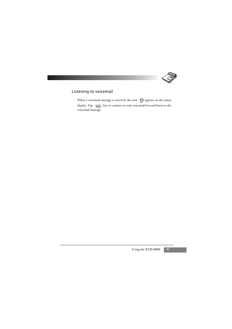 Listening to voicemail | Keys Fitness GSM/GPRS Compact Flash Card RTM-8000 User Manual | Page 61 / 112