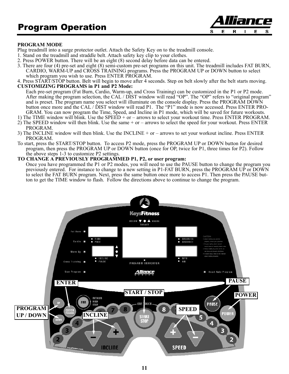 Program operation | Keys Fitness HT75t User Manual | Page 11 / 27