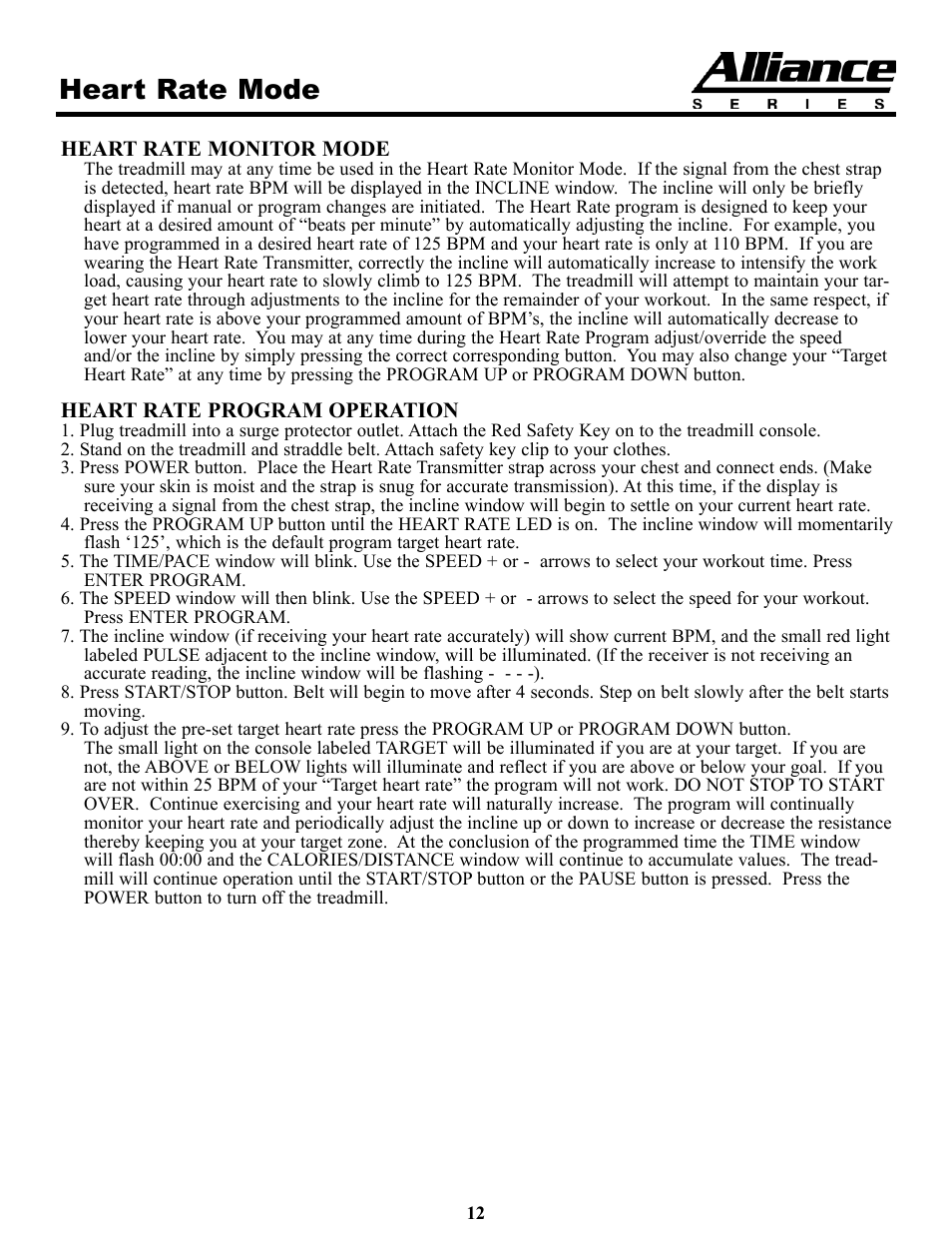 Heart rate mode | Keys Fitness HT75t User Manual | Page 12 / 27