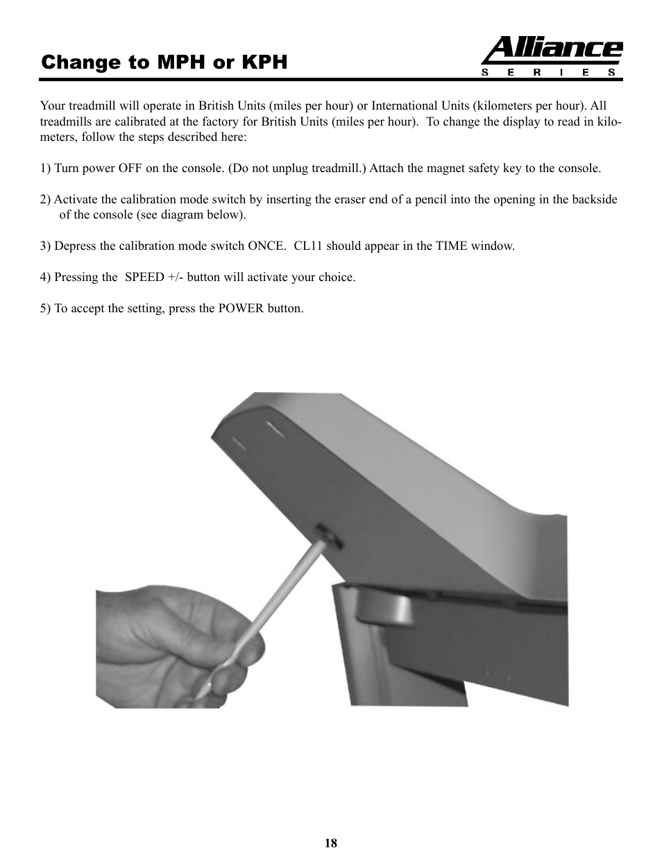 Change to mph or kph | Keys Fitness HT75t User Manual | Page 18 / 27