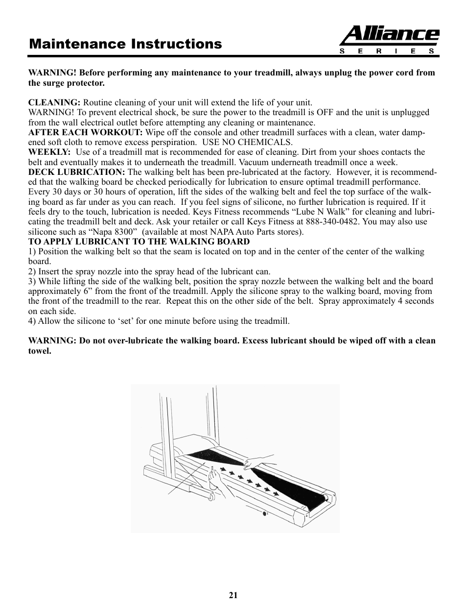 Maintenance instructions | Keys Fitness HT75t User Manual | Page 21 / 27