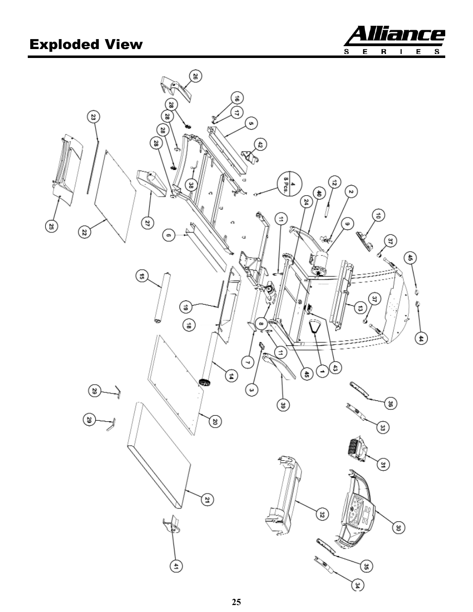 Exploded view | Keys Fitness HT75t User Manual | Page 25 / 27